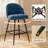 Swivel Bar Stools Set Of 4, Counter Height Bar Stools With Back & Metal Legs-Blue-523600502