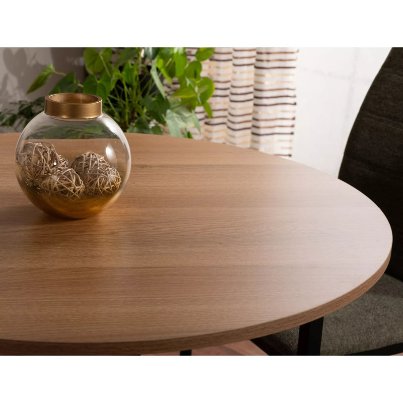 Aliyha Round Metal Base Dining Table, Oak