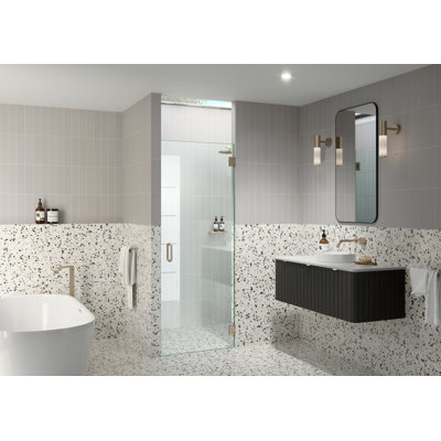 Albedo 29.5 in. x 78 in. Fully Frameless Hinge Shower Door