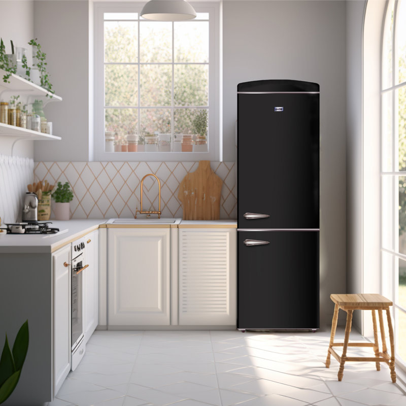 Conserv 24in RETRO BOTTOM MOUNT 11cf Refrigerator Fast Freeze 110V, Black
