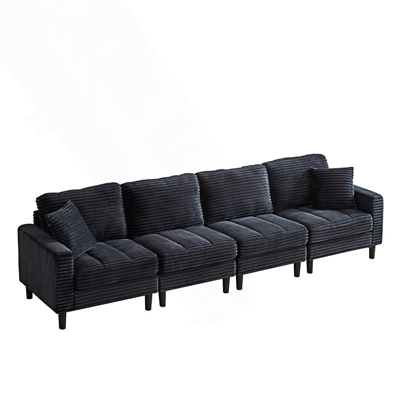 Canapé modulaire surdimensionné en forme de U, canapé modulaire avec 2 coussins, Noir