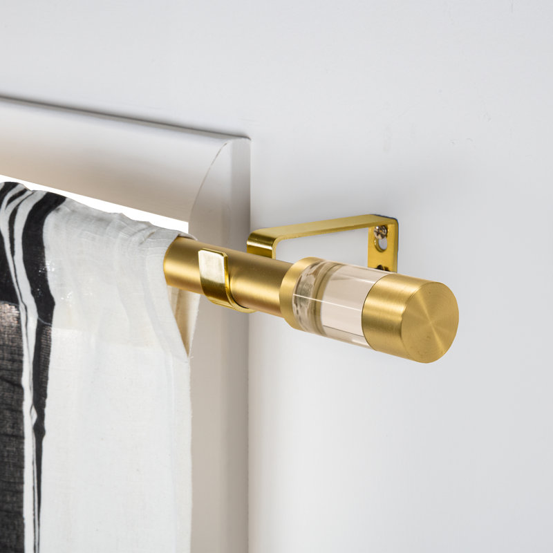 Audrinna Adjustable 1'' Single Curtain Rod, Gold, 1.5" H x 120" W x 1.5" D