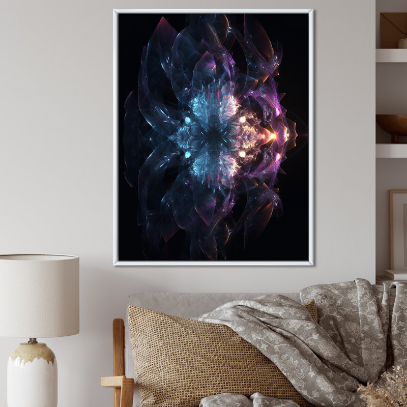 Cristal cosmique abstrait dans l'espace lointain - impression, Cadre flottant blanc, H 44 po x l 34 po x P 1,5 po