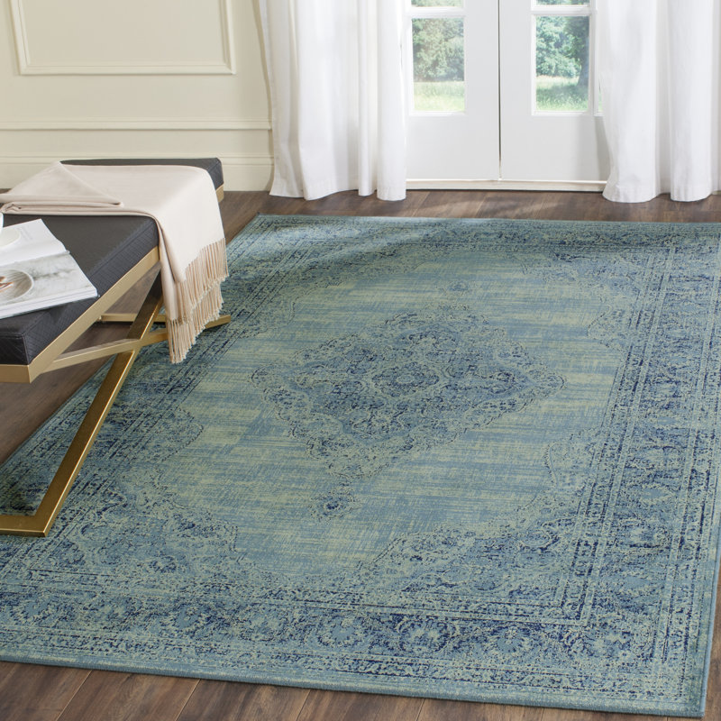 Goodfellow Oriental Turquoise/Blue Area Rug, Rectangle 5'3" x 7'6"