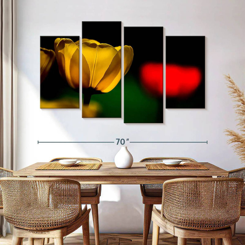 Harnek tulipes jaunes en fleurs, H 42 po x l 68 po