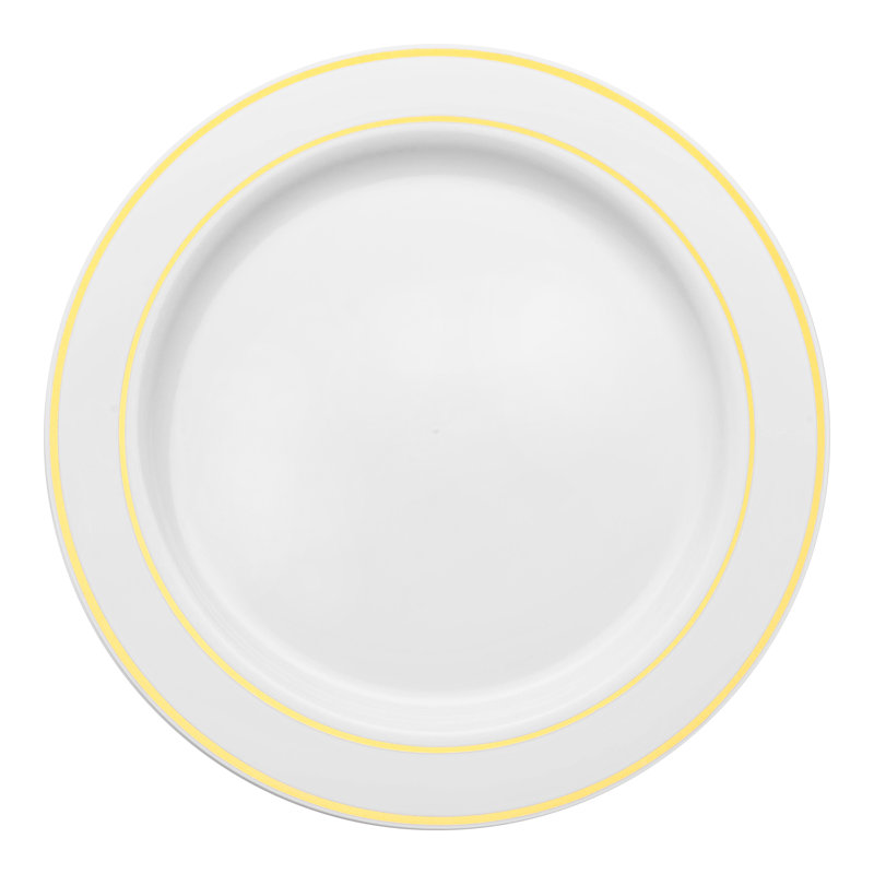 White with Gold Edge Rim Plastic Appetizer/Salad Plates (7.5")