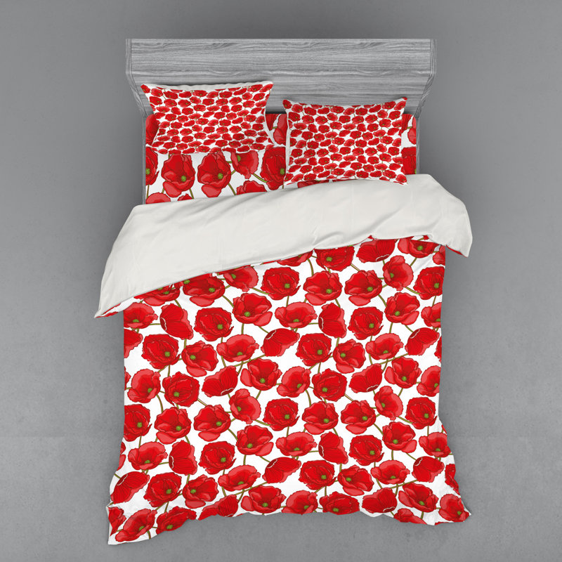 Ensemble de housse de couette en microfibre rouge, Housse de couette grand + 3 pièces supplémentair