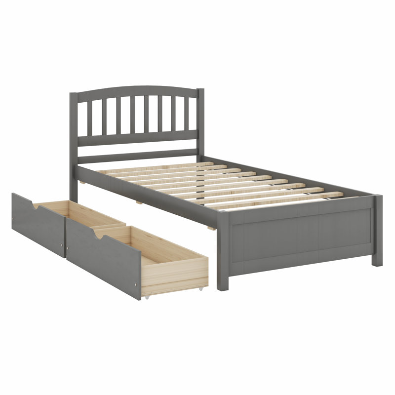 Lit plateforme avec rangement, Gris