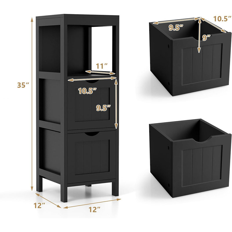Dulwich Freestanding Linen Cabinet, Black
