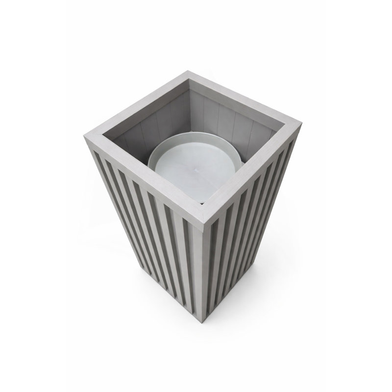 Square Grove Column Planter - Grey Brown