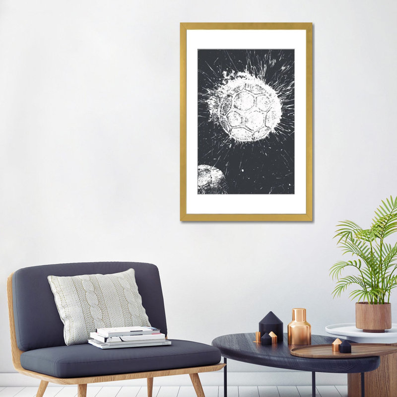 Football - reproduction d'art mural - papier d'art encadré, 32" x 24", Framed Paper, Gold