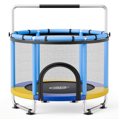 60" Trampoline for Kids, 5 FT Toddler Mini Trampoline, 132 lbs Indoor Outdoor Play Toys with Enclosure Net and Adjustable Gymnastics Bar, Christmas Toys Birthday Gifts for Girls Boys