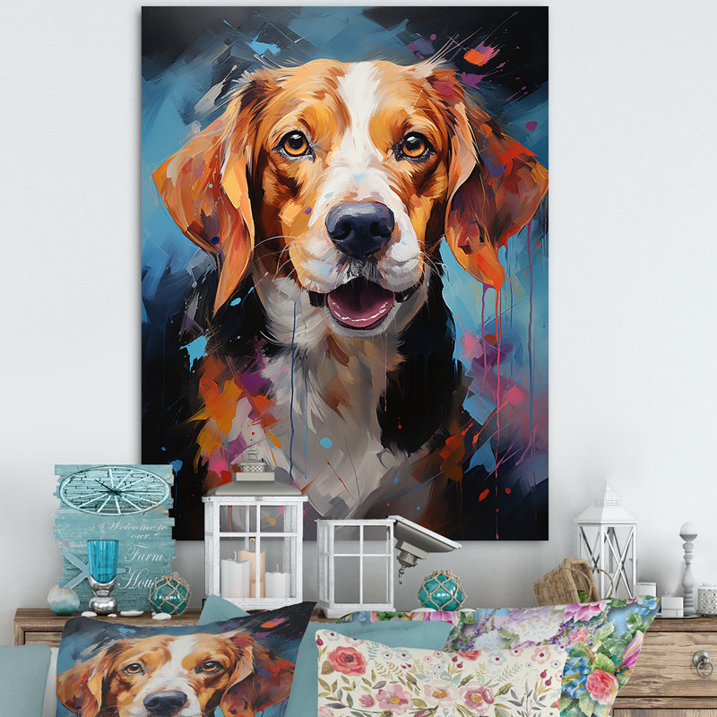 " Beagle Bliss VI ", Wrapped Canvas, 20" H x 12" W x 1" D