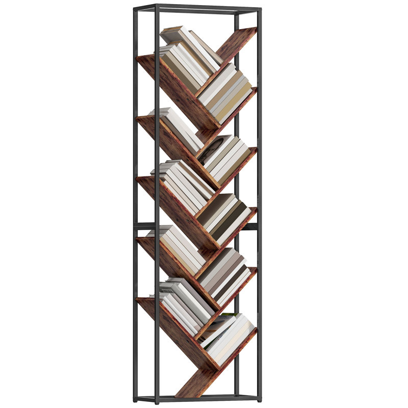 170cm H x 50cm W Metal Bookcase, Rustic Brown/Black
