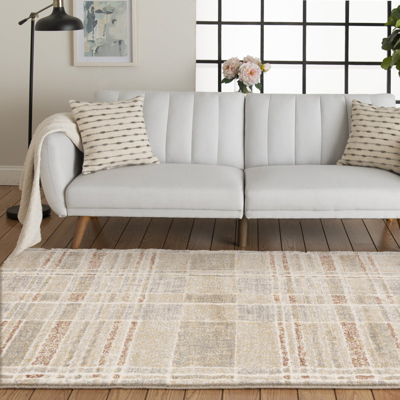 Tapis d'intérieur / beige en polyester Bungalow Rose Plath Searcy, Rectangle 4 pi 11,1 po x 7 pi 6,6 po
