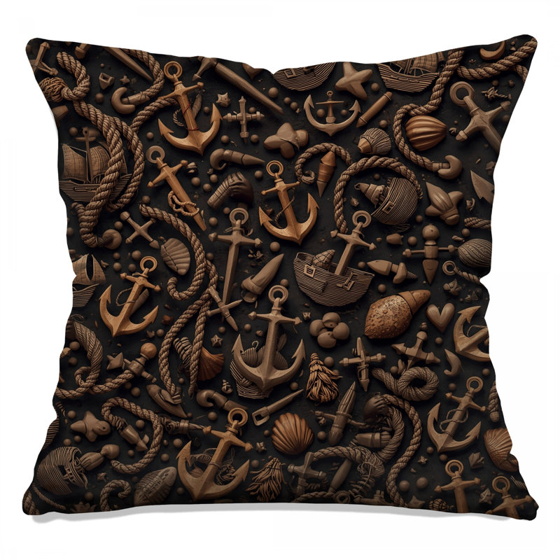 Coussins Nautical Anchors Ropes, 16 x 16 pouces