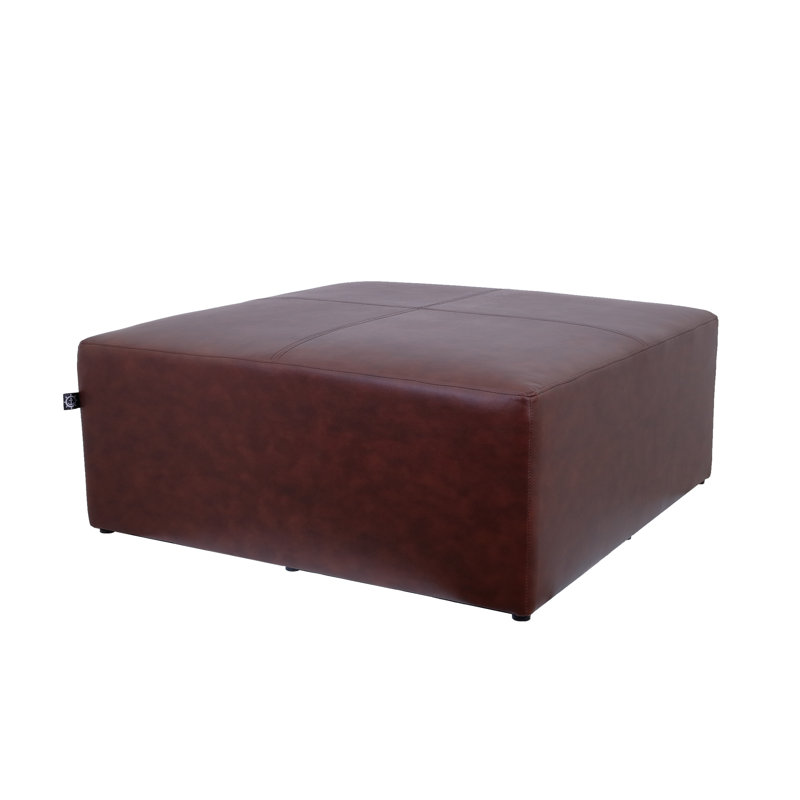 Reagon Faux Leather Ottoman, Chestnut Faux Leather