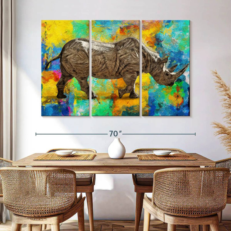 Fantaisie rhinocéros, H 42 po x l 65 po