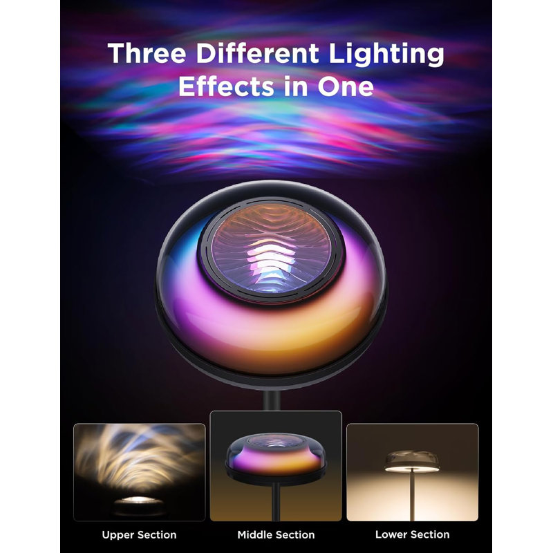 Floor Lamp With Ripple Projector - Smart Corner Standing Lamp Works With Matter, 215 Ft Light Area  1000LM For Bedroom, Modern Ambient Lighting For Living Room