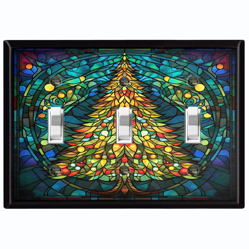 Christmas Festive Tree Lights 3 - Gang Toggle Light Switch Standard Wall Plate