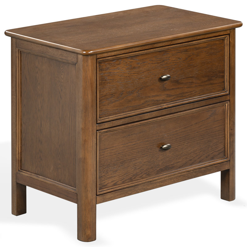 Hannaleigh 2 Drawer Wood Nightstand, Dark Walnut