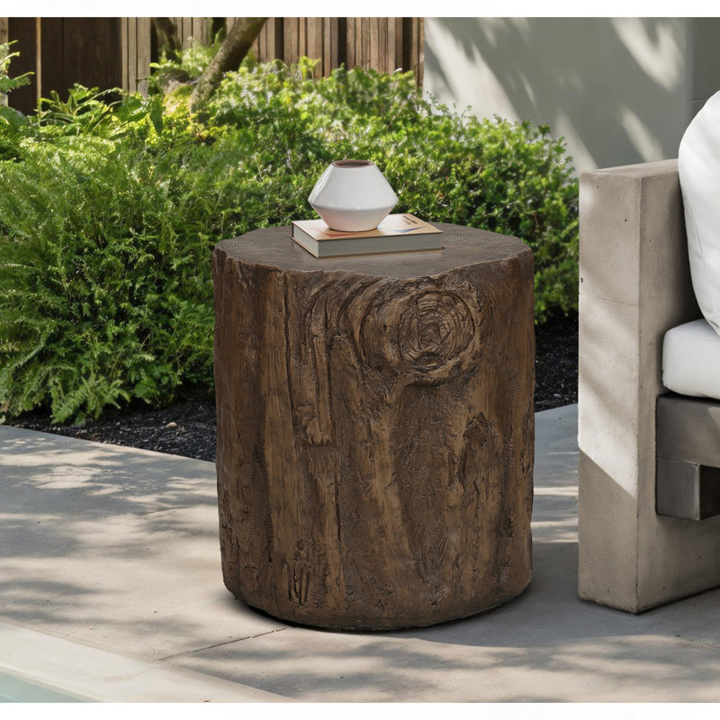 Accent Table, 25"H, Indoor Or Outdoor, Drum, End, Nightstand, Round, Side Table, Living Room, Bedroom, Walnut, Contemporary, Modern