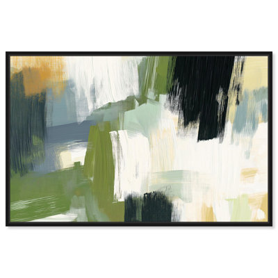Art Remedy, bloc de couleurs abstrait sur toile texturée, verts I