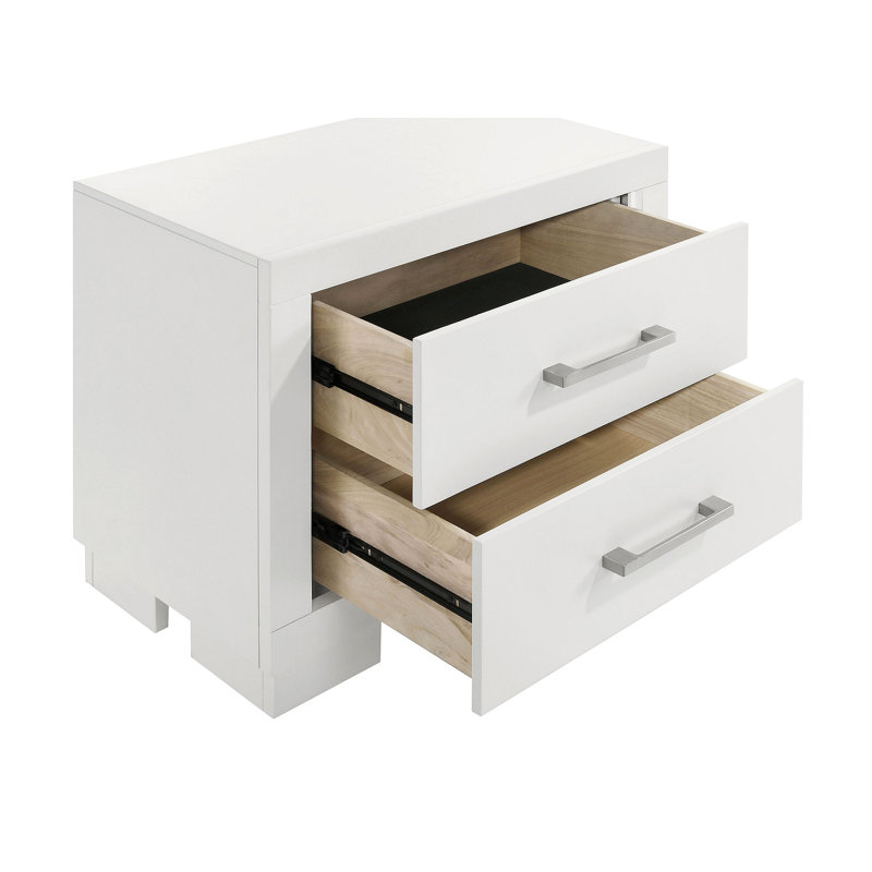 Copper 2-Drawer Rectangular Nightstand with Bar Handle Pulls
