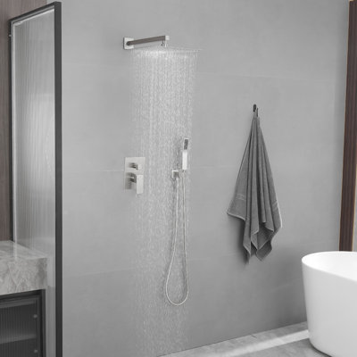 10 po Robinet de douche carré à 2 jets à poignée simple 2,5 gallons par minute avec têtes de douche réglables incluses