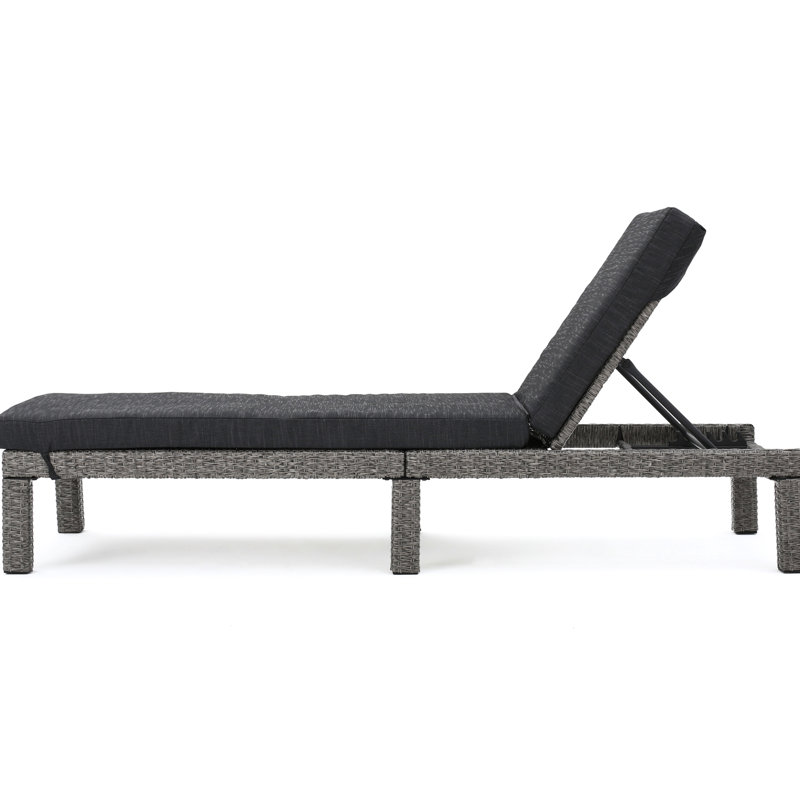 Chaise longue Kd - Tissu imperméable, relaxant et confortable, fer noir pe, 77,47 po X P 25,9 x H 14,01