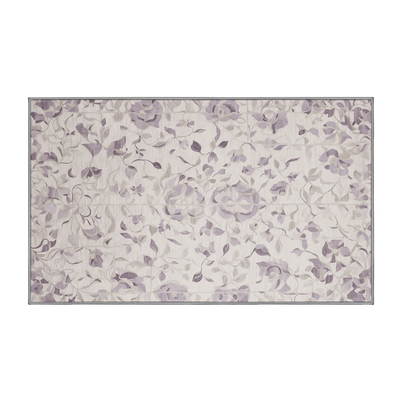 Machine Washable Gray Area Rug, Rectangle 7' x 10'