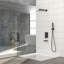 Douche de 12 pouces avec bec cascade - pomme de pluie carrée, à main, bronze huilé, baignoire à valve frottée à l'huile, valve équilibrée, fixation murale, installation facile, débit d'eau réglable, forme de la tête,