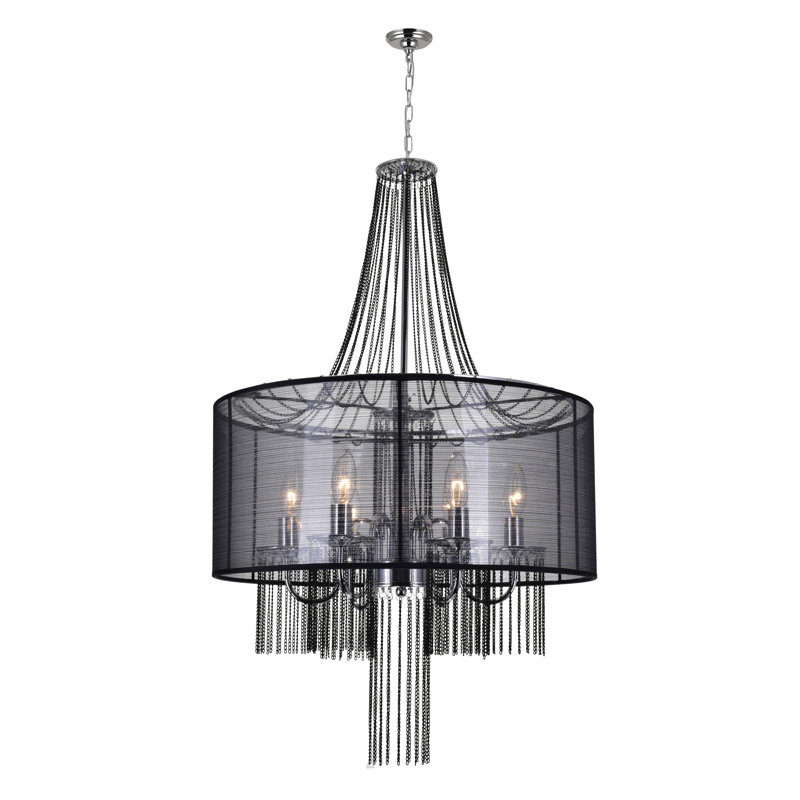 Lustre cylindrique unique et remarquable à 6 lumières Simoneau, Noir