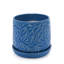 2 pots à fleurs modernes en céramique de 7 po de couleur bleu marine antique, résistants aux intempéries, pour 2 plantes bleues-1133833323