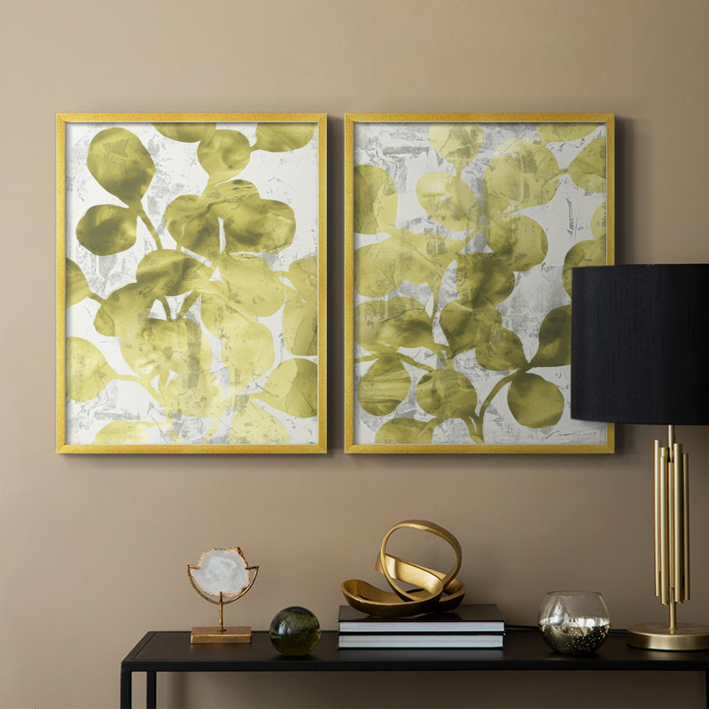 «Green Leaf Shimmer I», reproduction encadrée de qualité supérieure - prête à être accrochée - aucun clou requis - aucun clou requis
