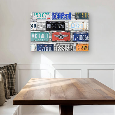 Vintage Plates Registration - Industrial Metal Print for Man Cave