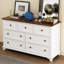 Commode capitaine en bois à sept tiroirs pour chambre à coucher, salon, chambre d'enfant, blanc et noyer