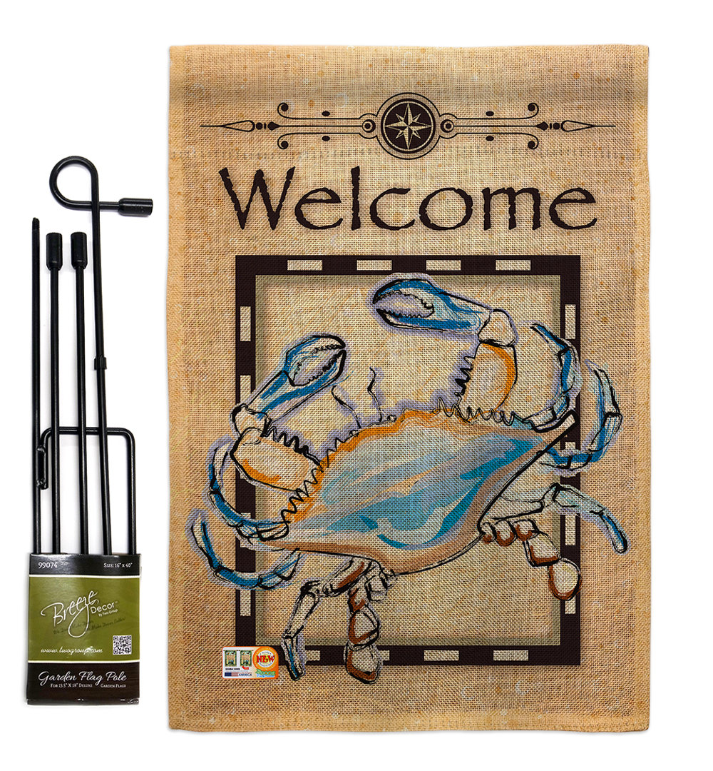 Richmond Double Sided 18.5'' H x 13'' W Burlap Flag Set Highland Dunes