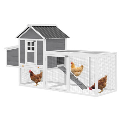 Poulailler en bois de 82 po pour 2 ou 3 poules PawHut avec nichoir, perchoirs et toit imperméable, gris