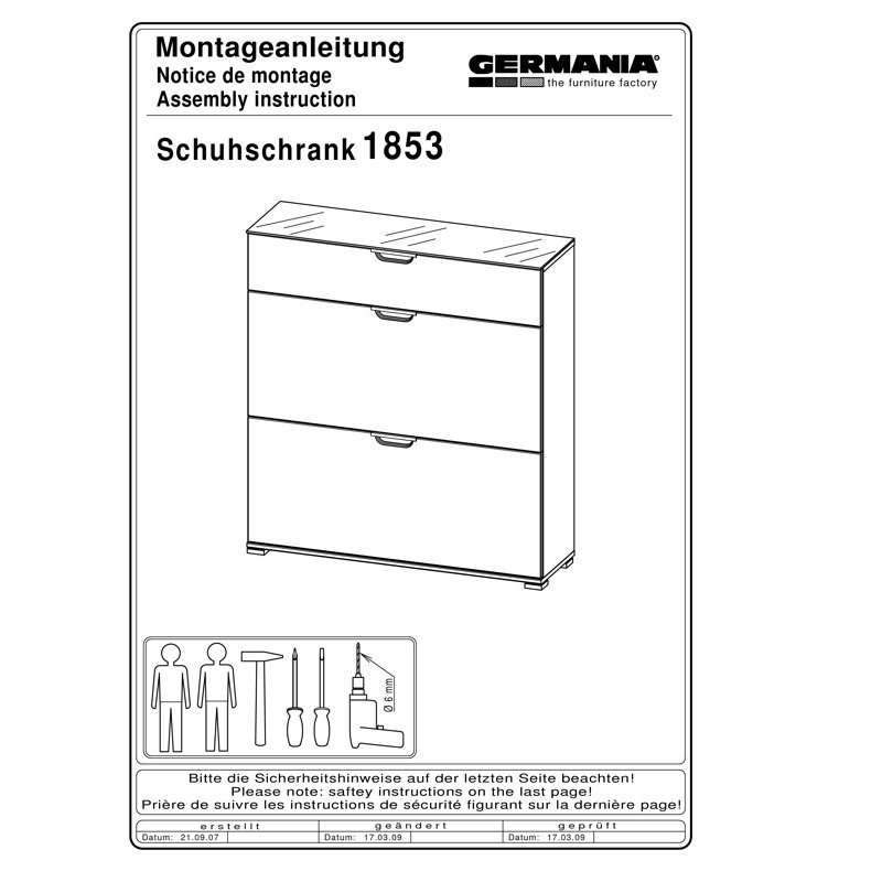 Shoe Storage Cabinet, White / Walnut