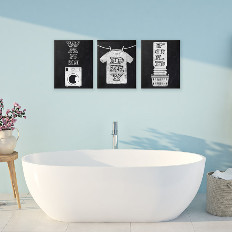 Wash & Dry Ornate Letters, ensemble de 3 toiles, design par Marcus Prime, H 14 po x l 11 po