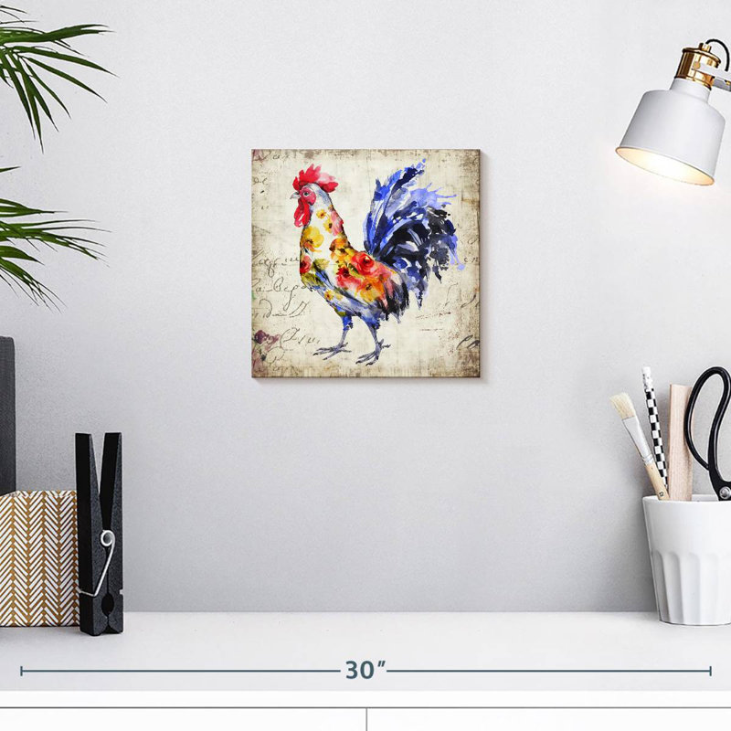 Coq floral Brampt, H 10 po x l 10 po