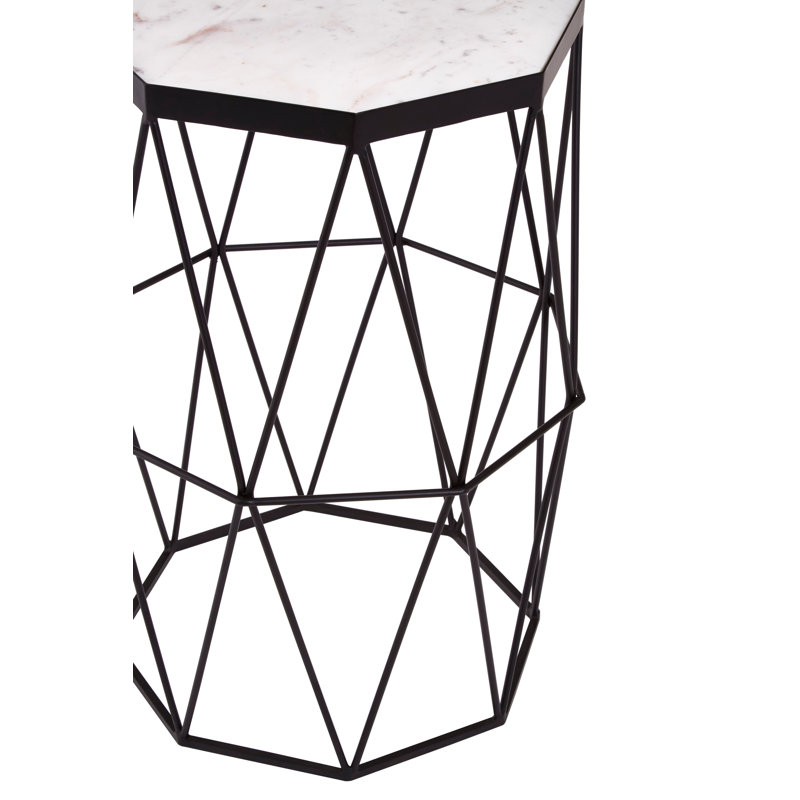 Octagonal Black Finish Side Table