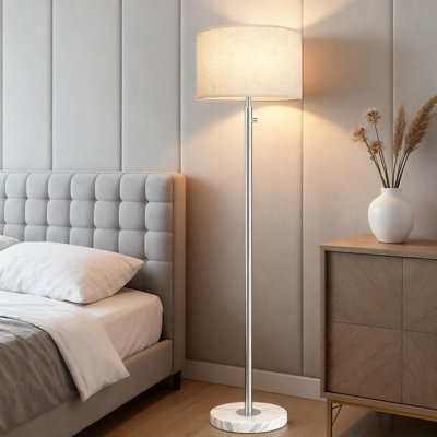 Lampe sur pied moderne à intensité variable avec base en marbre et abat-jour en lin, lampe sur pied réglable pour le salon, la chambre à coucher, l'éclairage de lecture de bureau