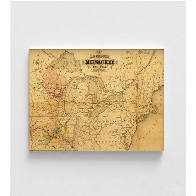 La Crosse et Milwaukee Rail Road 1855, carte de La Crosse WI, impression du Wisconsin, affiche des chemins de fer antiques, affiche murale décorative