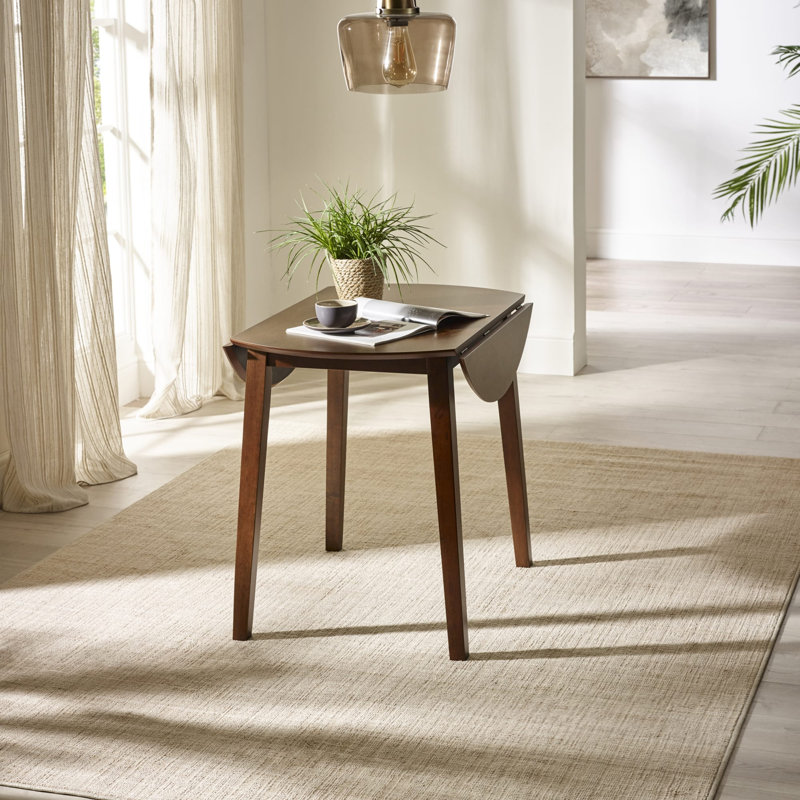 Extendable Round Solid Wood Base Dining Table, Brown, Dark Brown Wood