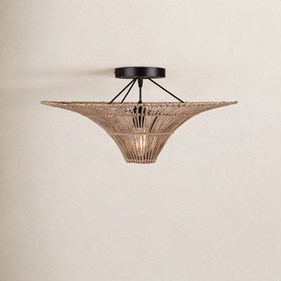Single Light Rattan Dimmable Pendant