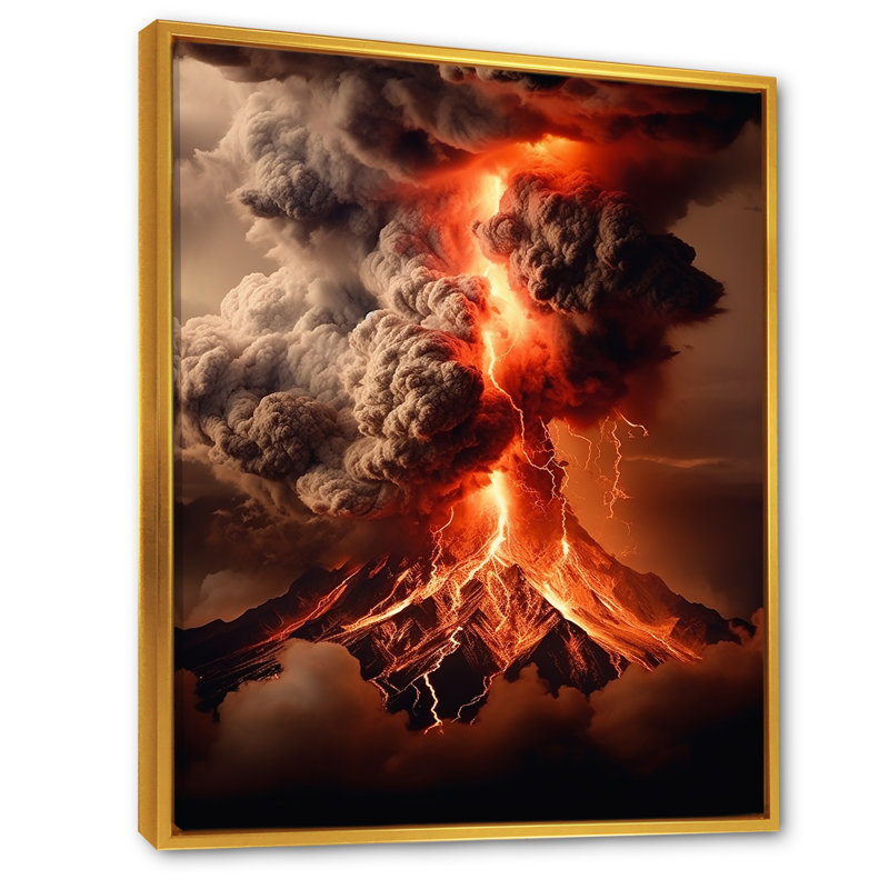 Volcan Volcanic Emissions IV sur impression sur toile, Cadre flottant doré, H 32 po x l 16 po x P 1 po