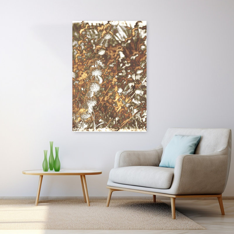 Art contemporain abstrait naturel mixte, H 48 po x l 32 po