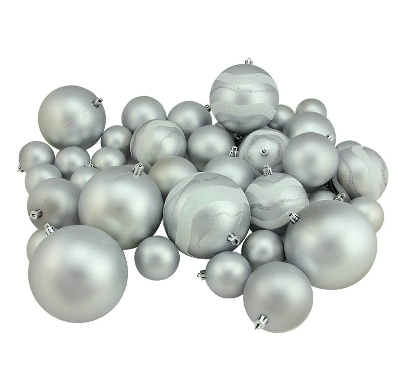 Ornements en forme de boule de Noël incassable à 2 finitions 39 carats, Splendeur argentée